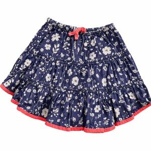 Mini Boden girls navy and white floral tiered corduroy skirt size 4/5